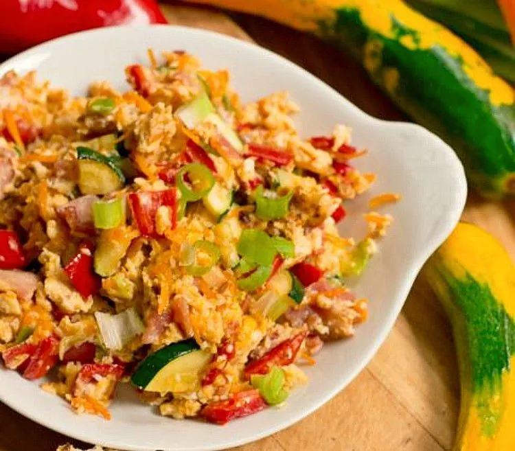 Huevos revueltos con verduras