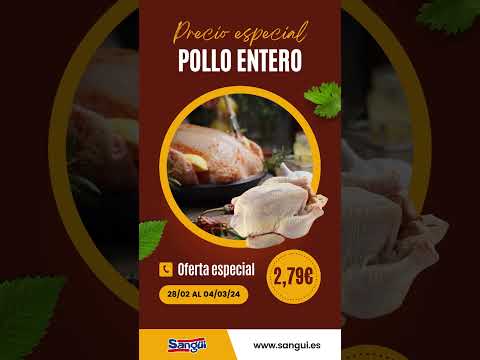 Miniatura de POLLO ENTERO A 2,79€/KG PRECIO ESPECIAL EN SANGÜI SUPERMERCADOS REGIÓN DE MURCIA OFERTAS